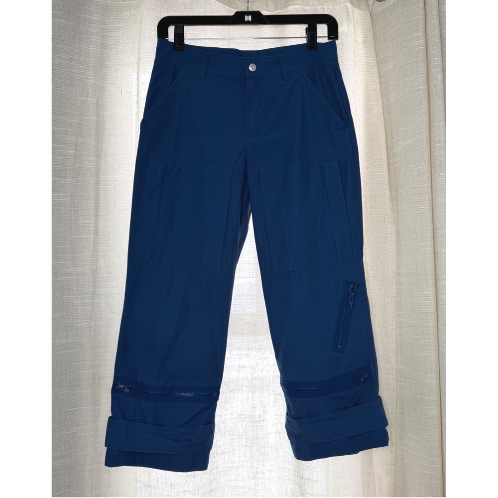 Y2K Vintage RALPH Ralph Lauren Utility Cargo Capri Pants Pockets Blue Women's 4